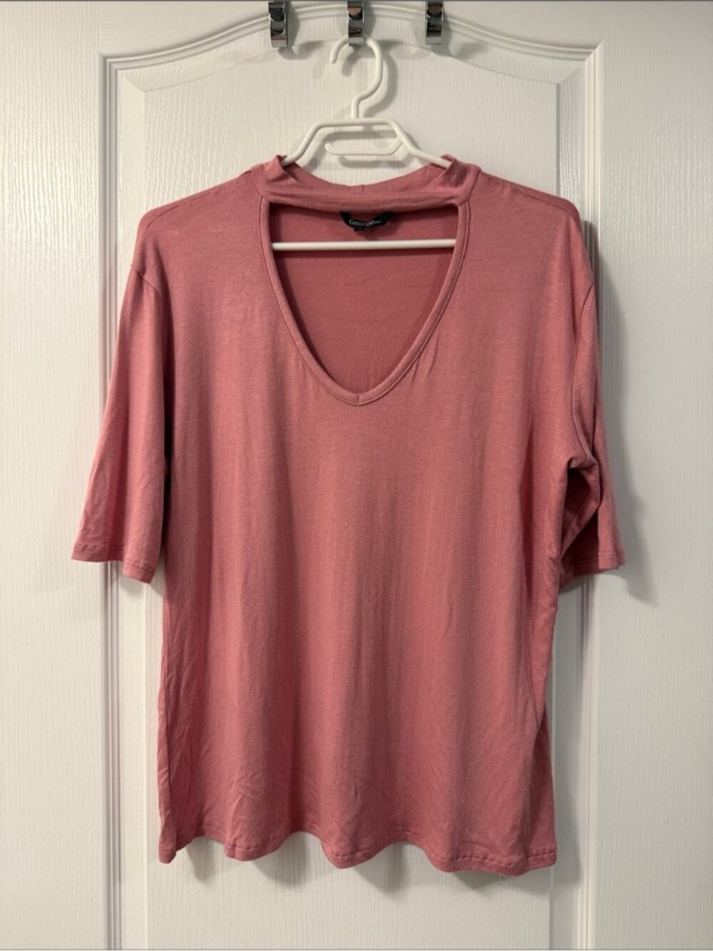 Women’s Dusty Rose V-Neck Cut out Short Sleeve Top XXL whimsigoth Summer Casual